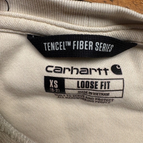 Carhartt Womens Crewneck Sweatshirt Tencel Fiber Series Loose Fit Cream XS - Picture 4 of 5